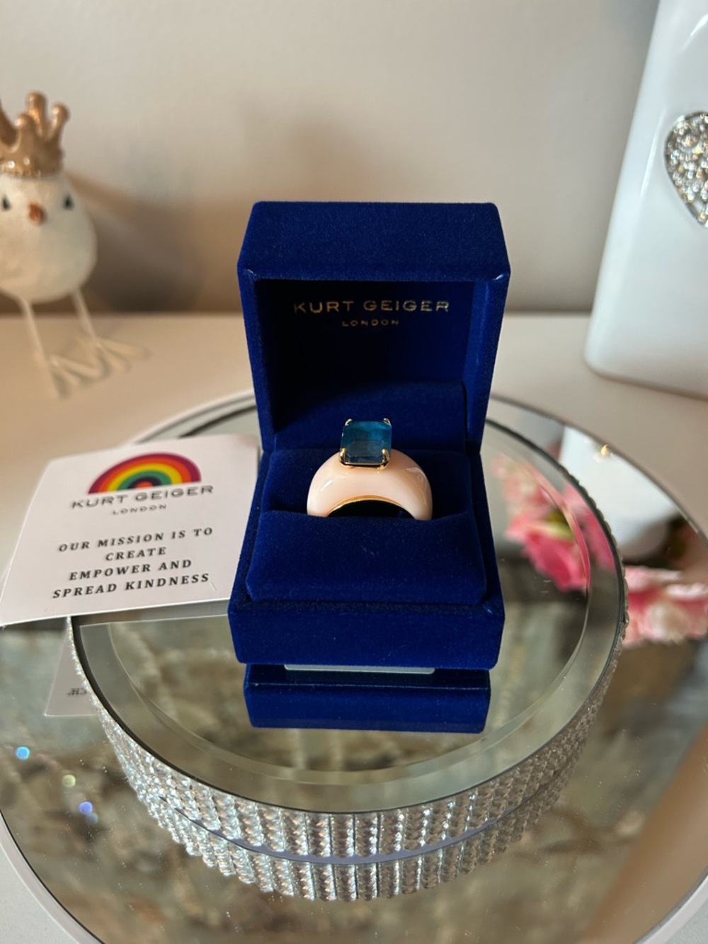 NWT! Kurt Geiger Belgravia Resin Emerald Cut Ring